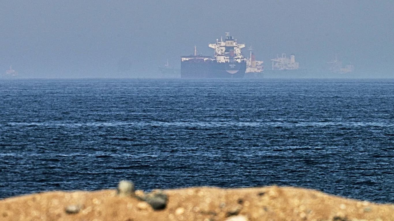 Cargo ships are seen at sea near the Strait of Hormuz, May 1, 2026. File photo: AP