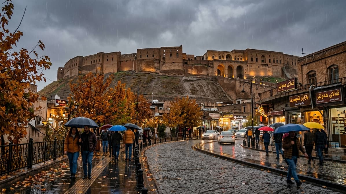 وێنەیەکی گریمانەیی هەولێر لە پاییزدا. وێنە: ژیری دەستکرد