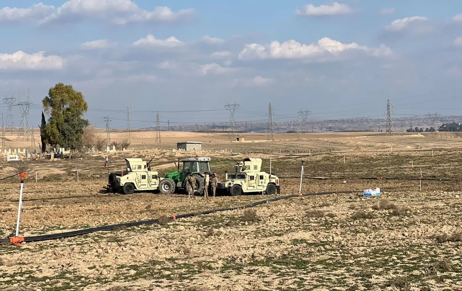 Iraqi army blocking Kurdish farmers in Kirkuk province's Shanagha village on February 17, 2025. Photo: Hardi Mohammed/Rudaw