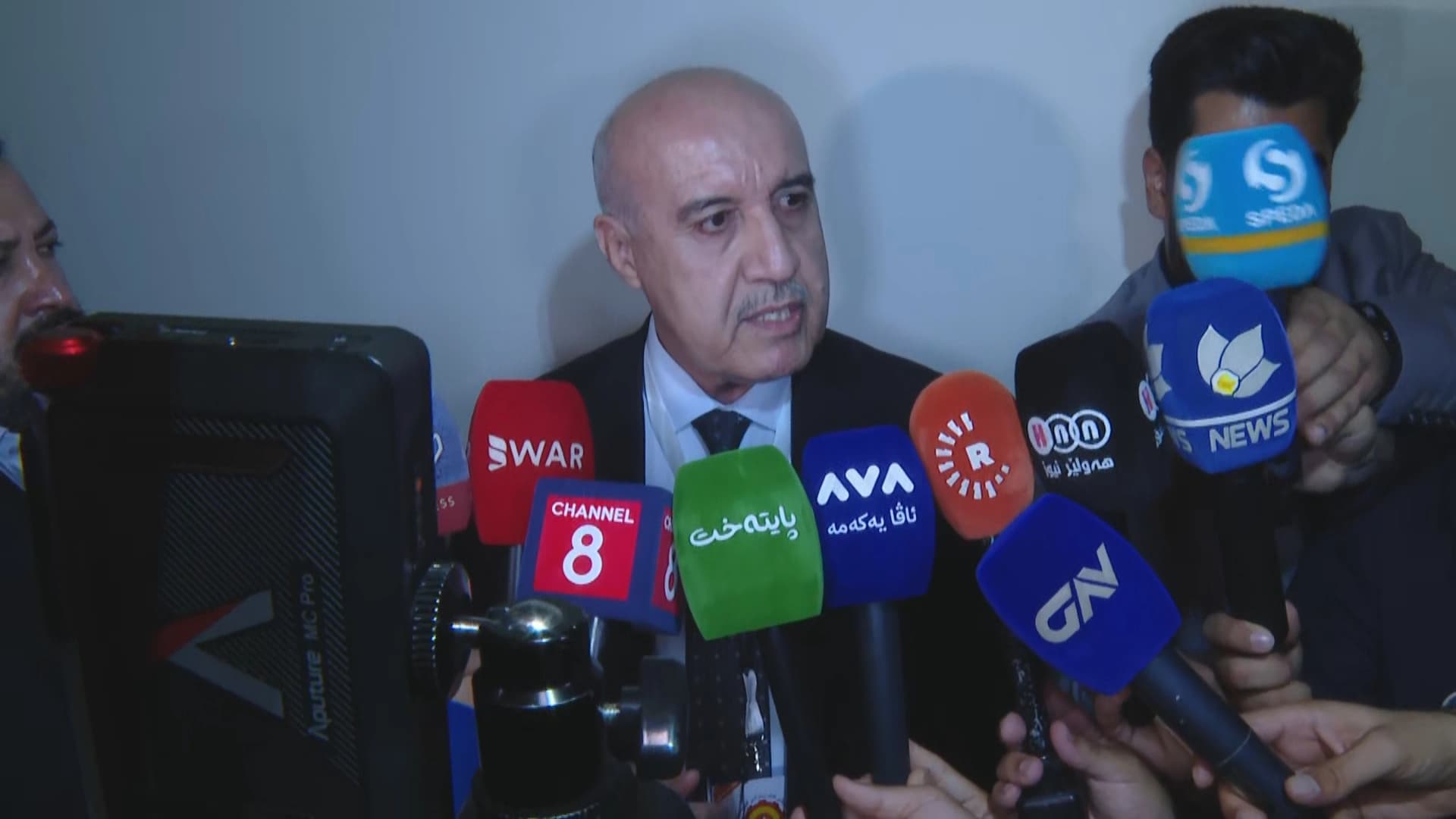 Kamal Mohammed, the Kurdistan Regional Government’s (KRG) Acting Minister of Natural Resources, speaks to reporters in Erbil on August 29, 2026. Photo: Screengrab/ Rudaw