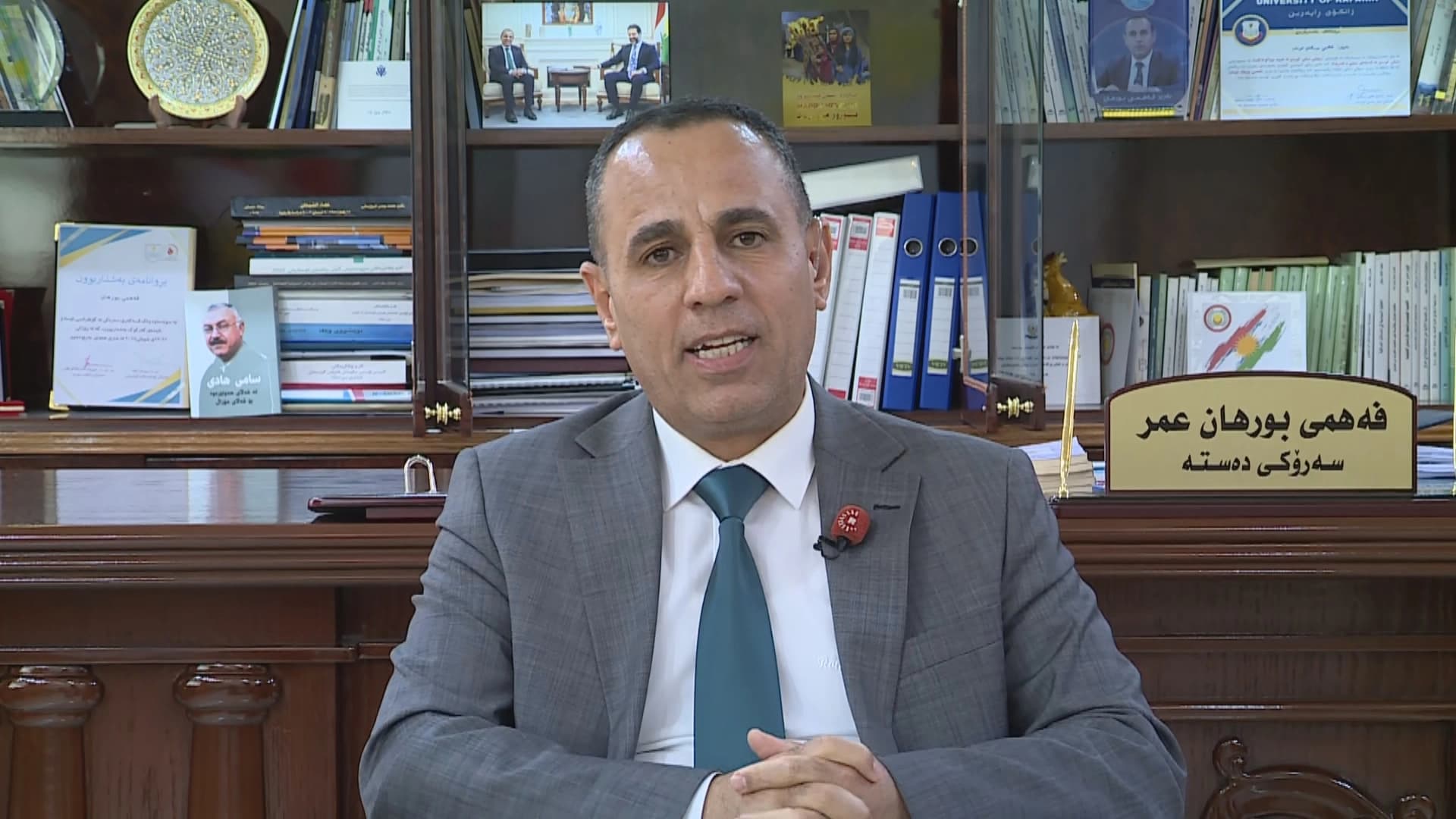 Fahmi Burhan, head of the Kurdistan Region’s Board for Disputed Territories, speaks to Rudaw in an interview on August 31, 2026. Photo: Screengrab/ Rudaw