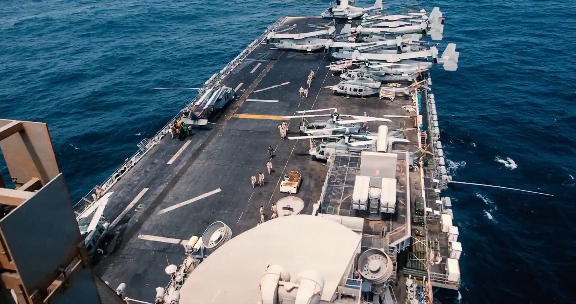A US warship. Photo: screengrab from video published by CENTCOM.