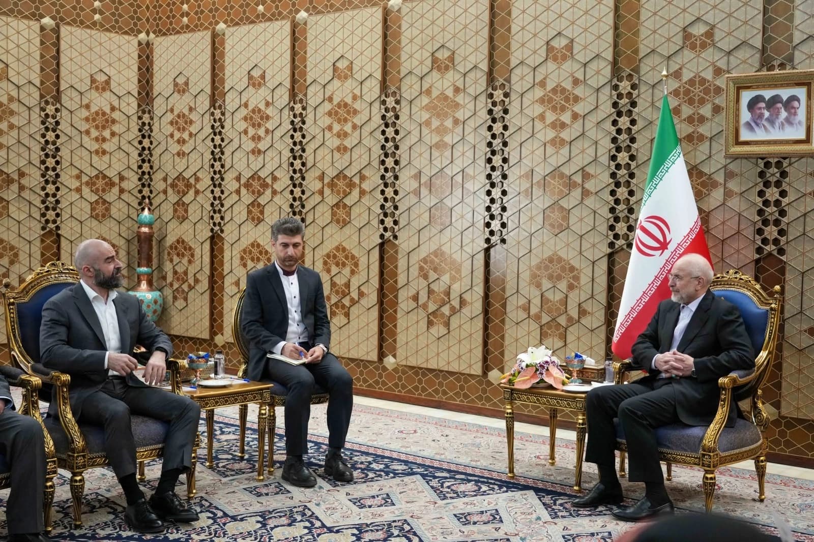 PUK leader Bafel Talabani during a meeting with Iranian Parliament Speaker Ghalibaf in Tehran, September 15, 2026. Photo: Talabani's Facebook