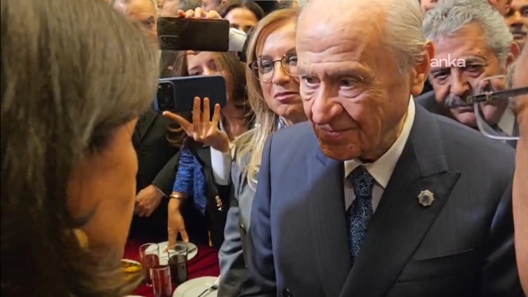 Devlet Bahceli speaking to Pervin Buldan at the parliament on October 2, 2026. Photo: ANKA