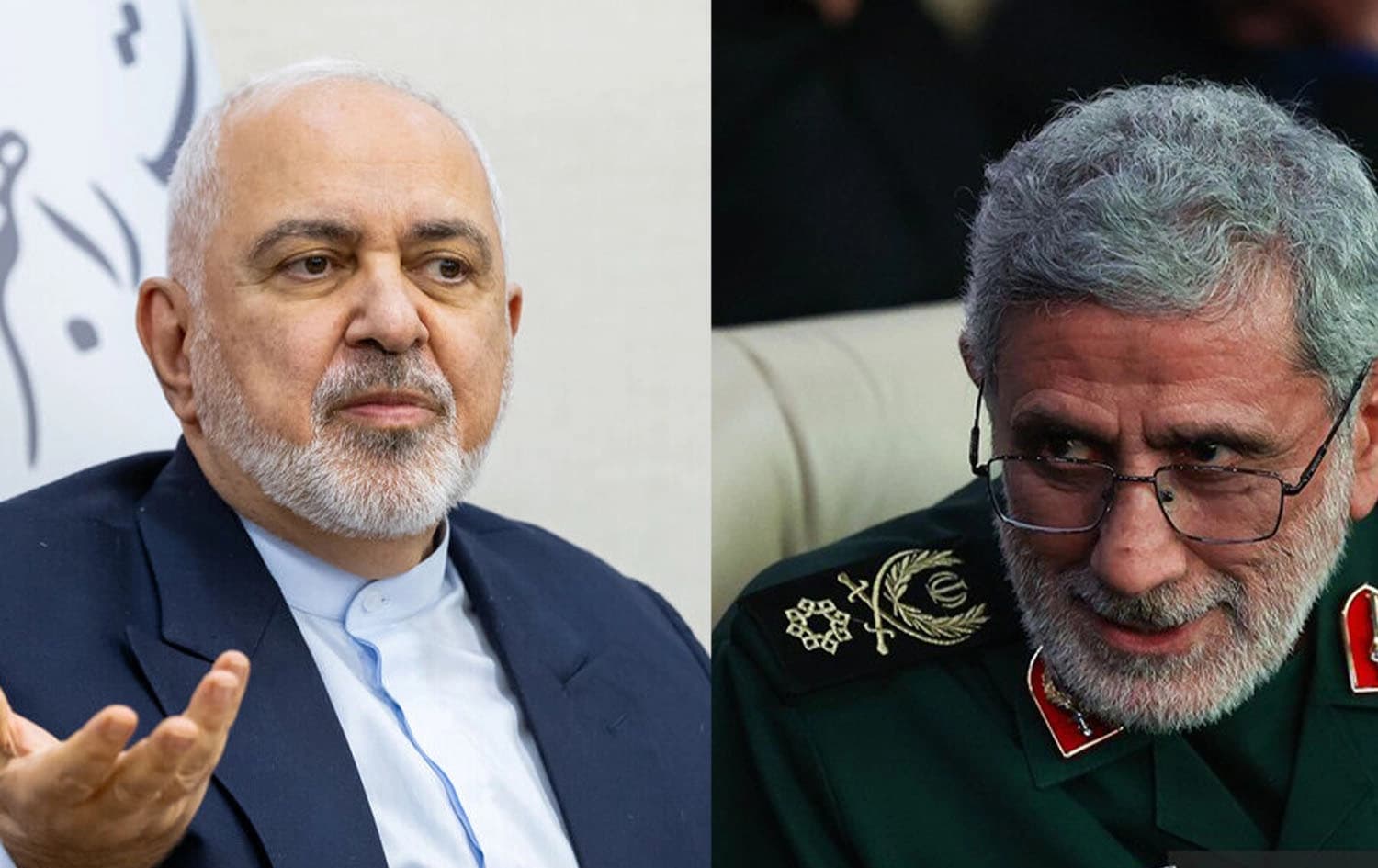 From left: Javad Zarifi, Iran's former foreign minister, and Esmail Qaani, the head of the IRGC Quds Force. Graphic: Rudaw