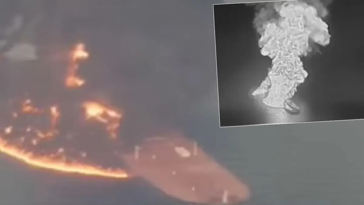 Patlamanın ardından süper tankerde büyük çaplı yangın çıktı.