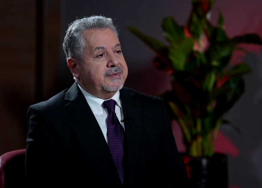 Syrian foreign ministry advisor Najeeb al-Ghadban in an interview with Rudaw aired on October 17, 2026. Photo: Screengrab/Rudaw