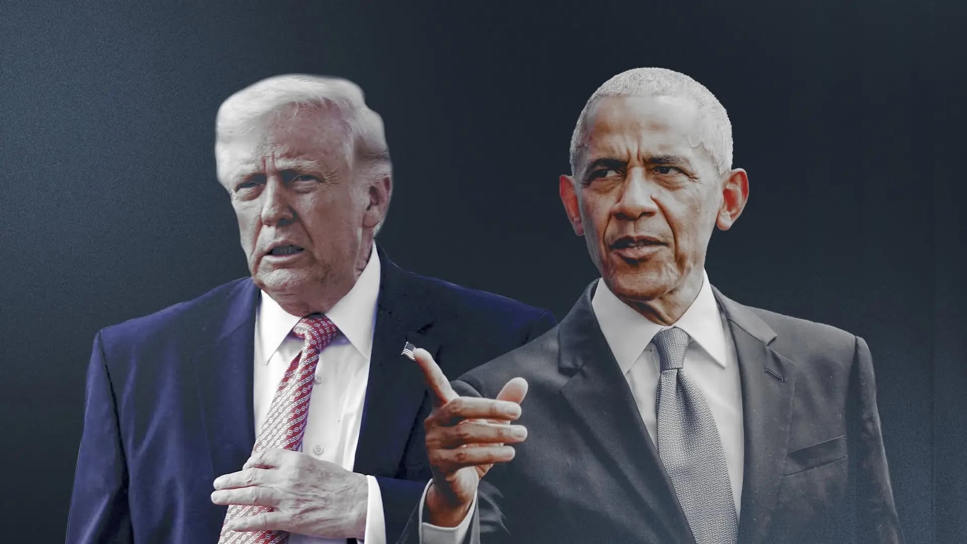 ABD Başkanı Donald Trump (Sol) ile eski Başkan Barack Obama (Sağ)