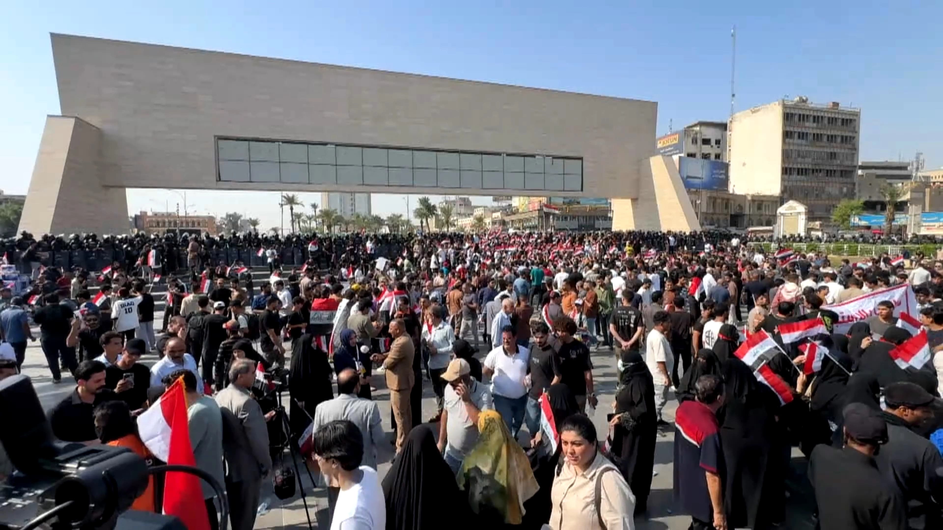 Protesters commemorating Tishreen protests in Baghdad on October 25, 2026. Photo: Rudaw/screengrab