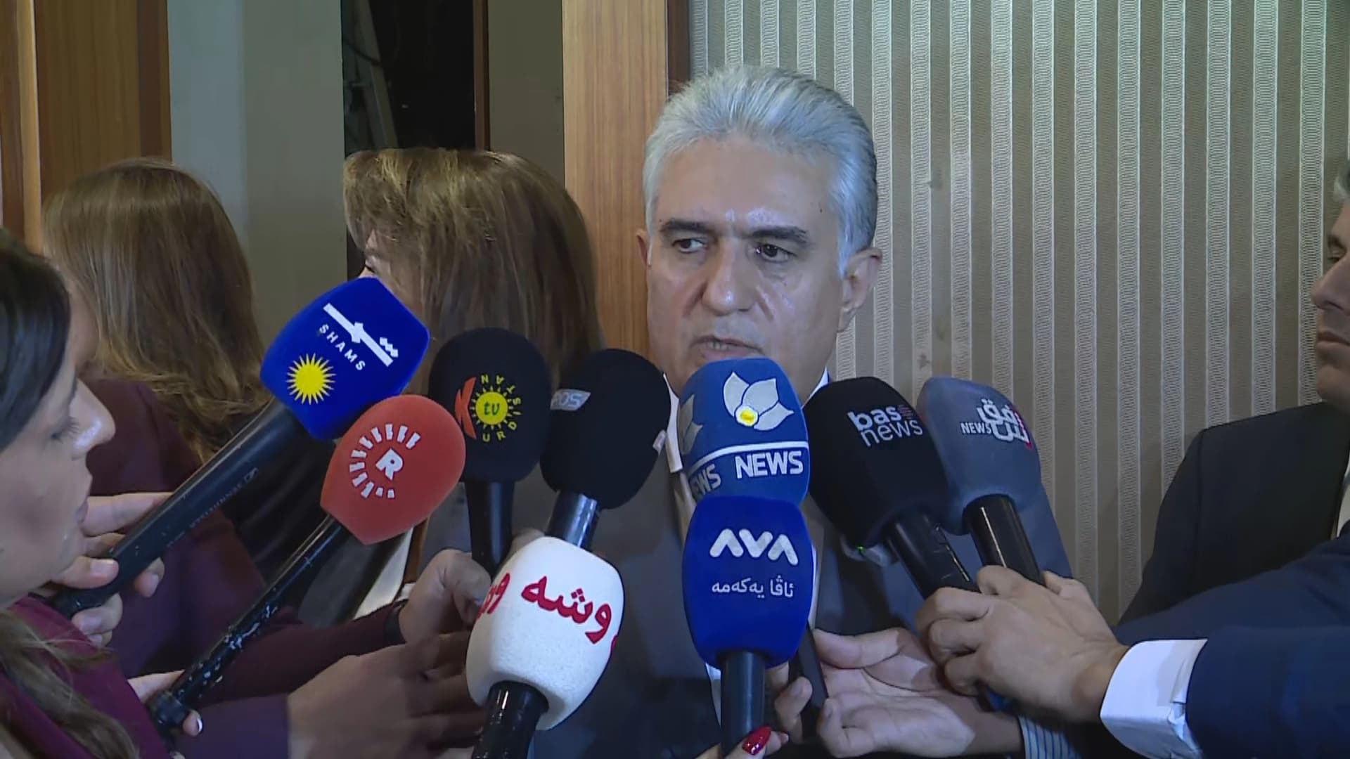 Kurdistan Region Interior Minister Rebar Ahmed speaks to reporters in Erbil on October 27, 2026. Photo: Screengrab/ Rudaw