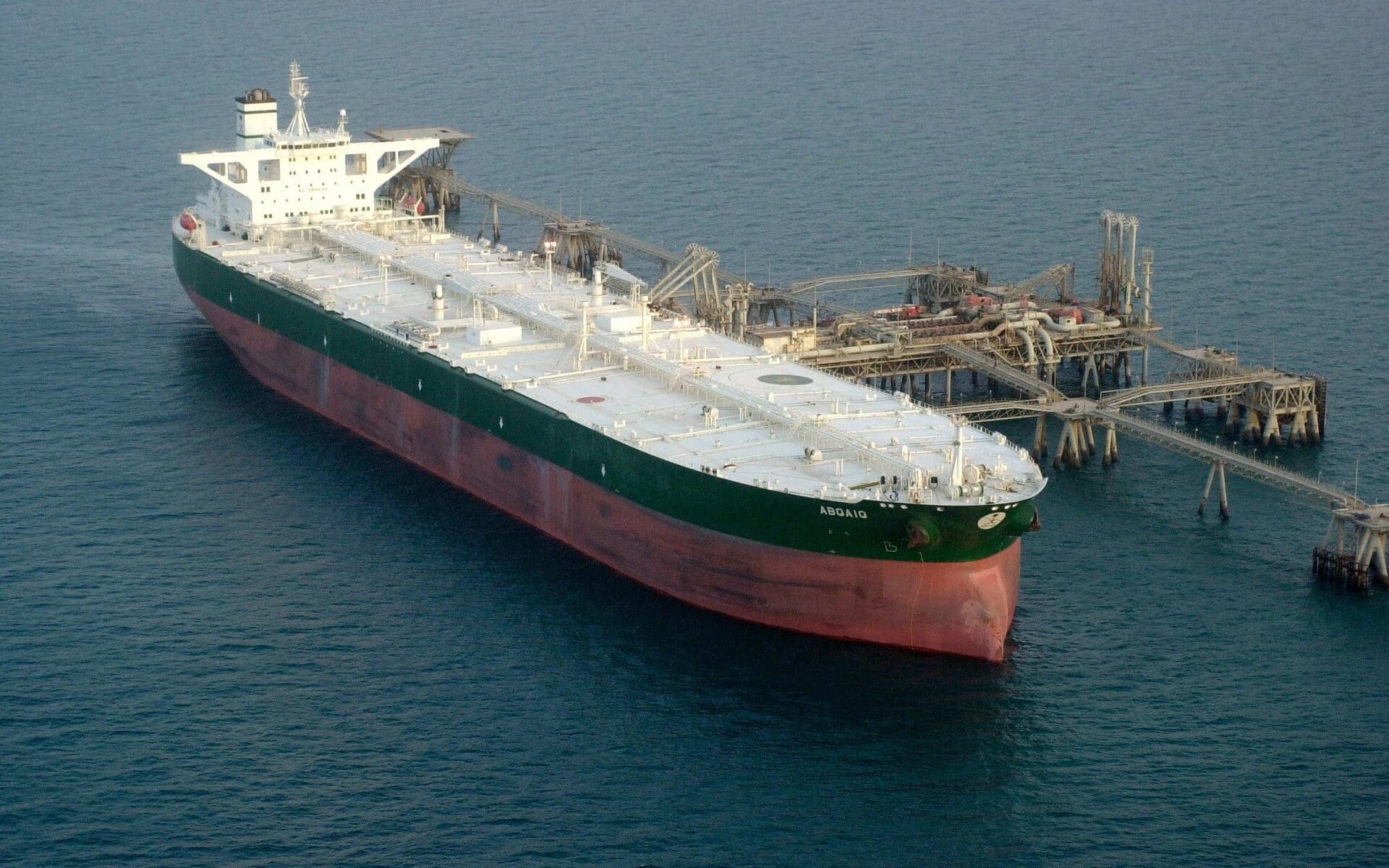 Oil tanker AbQaiq at an offshore oil terminal. File photo: AP