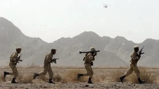Iranian soldiers participate in military manoeuvres at Sistan-Baluchestan province in Iran. Photo: AFP